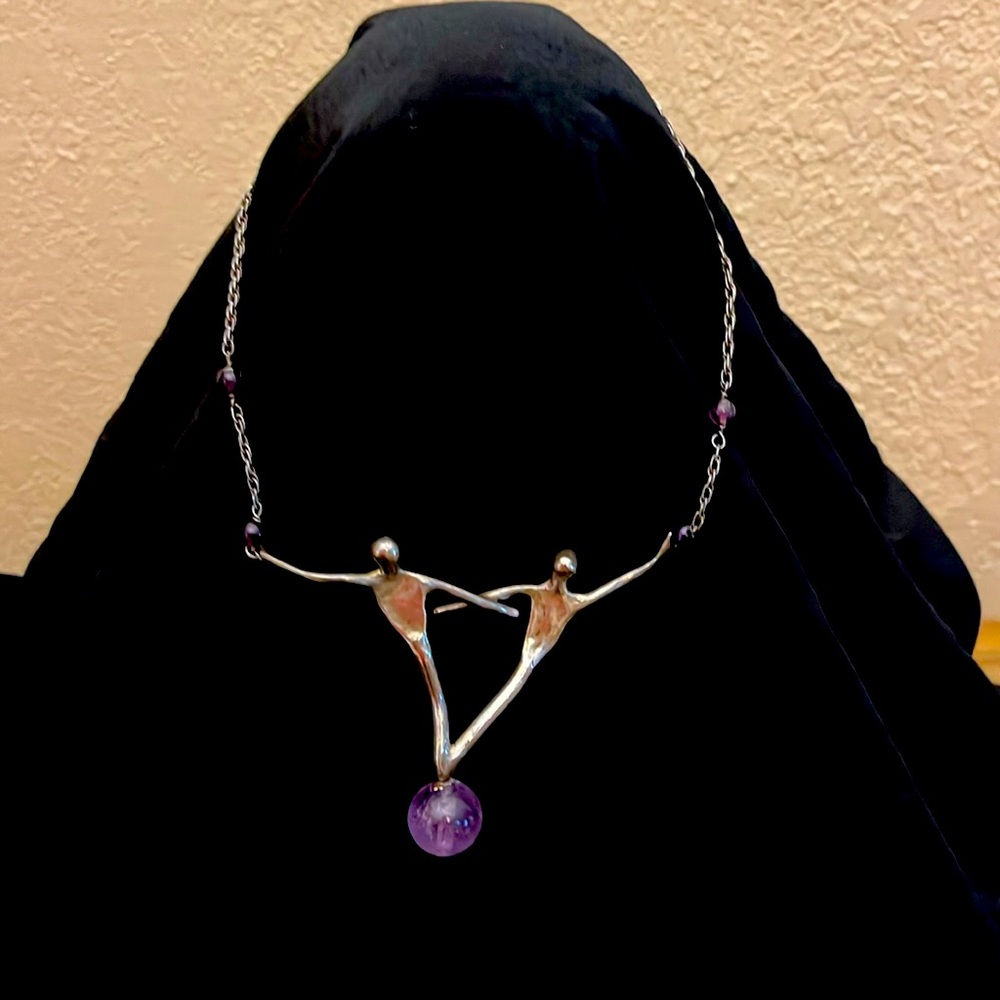 Sterling silver and amethyst necklace handmade